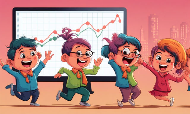 holi and stock market theme image using cartoon characters